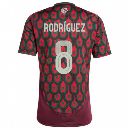 Kandiny Hombre Camiseta México Carlos Rodriguez #8 Granate 1ª Equipación 24-26 La Camisa Chile