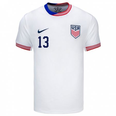 Kandiny Hombre Camiseta Estados Unidos Adrian Gill #13 Blanco 1ª Equipación 24-26 La Camisa Chile