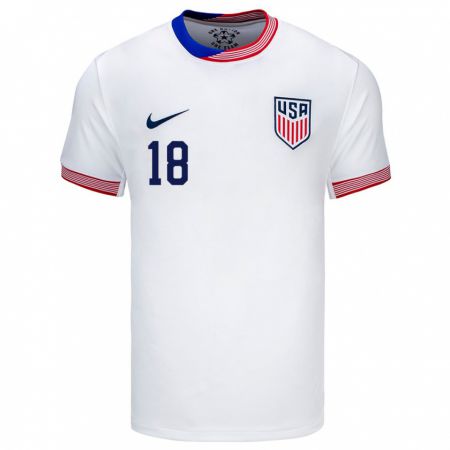 Kandiny Hombre Camiseta Estados Unidos Ethan Horvath #18 Blanco 1ª Equipación 24-26 La Camisa Chile