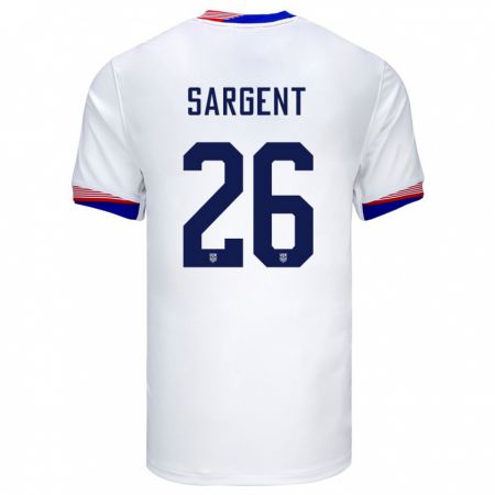 Kandiny Hombre Camiseta Estados Unidos Josh Sargent #26 Blanco 1ª Equipación 24-26 La Camisa Chile