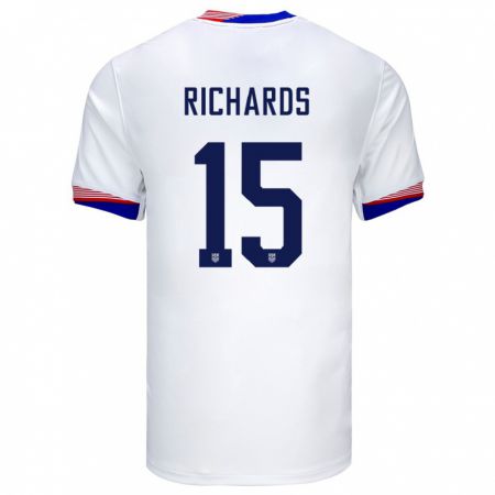 Kandiny Hombre Camiseta Estados Unidos Chris Richards #3 Blanco 1ª Equipación 24-26 La Camisa Chile