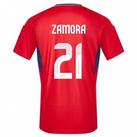 Kandiny Hombre Camiseta Costa Rica Alvaro Zamora #21 Rojo 1ª Equipación 24-26 La Camisa Chile