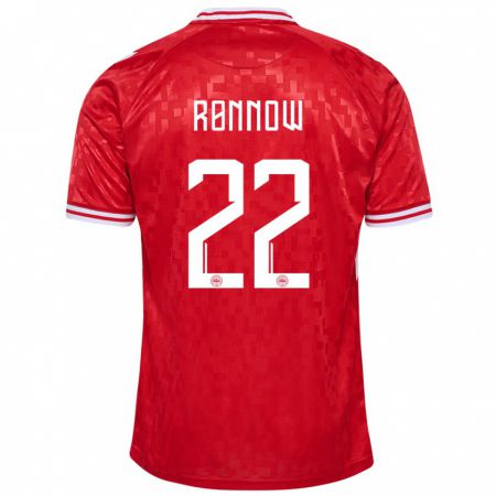 Kandiny Hombre Camiseta Dinamarca Frederik Rønnow #22 Rojo 1ª Equipación 24-26 La Camisa Chile