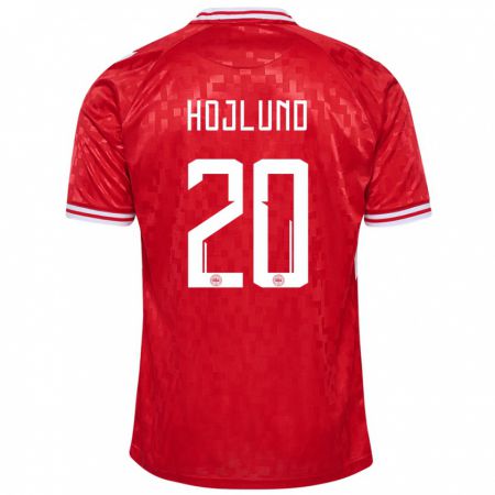 Kandiny Hombre Camiseta Dinamarca Rasmus Hojlund #20 Rojo 1ª Equipación 24-26 La Camisa Chile