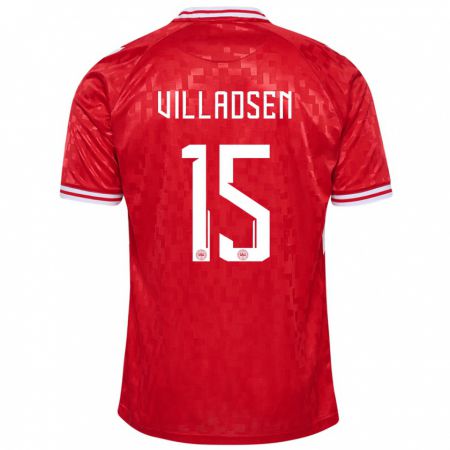 Kandiny Hombre Camiseta Dinamarca Oliver Villadsen #15 Rojo 1ª Equipación 24-26 La Camisa Chile