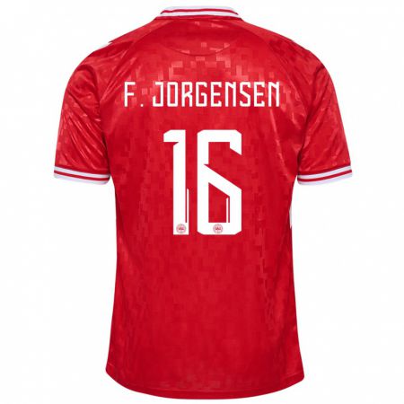 Kandiny Hombre Camiseta Dinamarca Filip Jorgensen #16 Rojo 1ª Equipación 24-26 La Camisa Chile