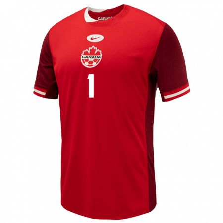 Kandiny Hombre Camiseta Canadá Nathaniel Abraham #1 Rojo 1ª Equipación 24-26 La Camisa Chile