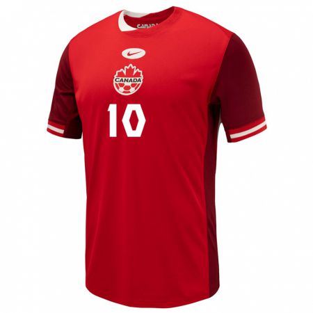 Kandiny Hombre Camiseta Canadá Aidan Daniels #10 Rojo 1ª Equipación 24-26 La Camisa Chile