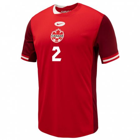 Kandiny Hombre Camiseta Canadá Zachary Brault-Guillard #2 Rojo 1ª Equipación 24-26 La Camisa Chile