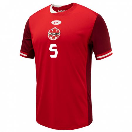 Kandiny Hombre Camiseta Canadá Jamie Knight-Lebel #5 Rojo 1ª Equipación 24-26 La Camisa Chile