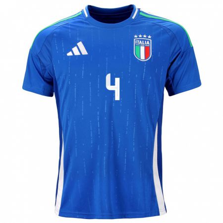 Kandiny Hombre Camiseta Italia Pietro La Torre #4 Azul 1ª Equipación 24-26 La Camisa Chile