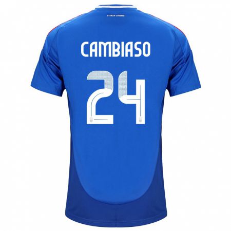 Kandiny Hombre Camiseta Italia Andrea Cambiaso #24 Azul 1ª Equipación 24-26 La Camisa Chile