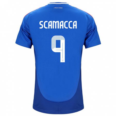 Kandiny Hombre Camiseta Italia Gianluca Scamacca #9 Azul 1ª Equipación 24-26 La Camisa Chile