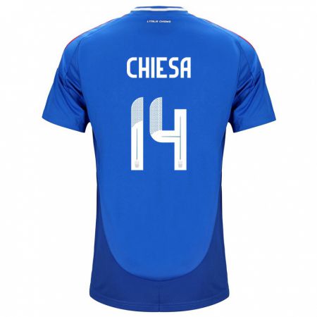 Kandiny Hombre Camiseta Italia Federico Chiesa #14 Azul 1ª Equipación 24-26 La Camisa Chile