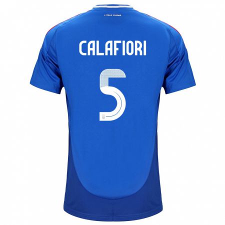 Kandiny Hombre Camiseta Italia Riccardo Calafiori #5 Azul 1ª Equipación 24-26 La Camisa Chile