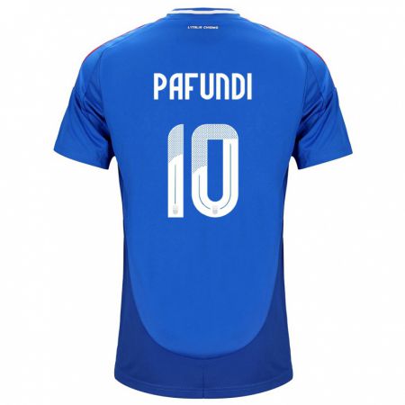 Kandiny Hombre Camiseta Italia Simone Pafundi #10 Azul 1ª Equipación 24-26 La Camisa Chile