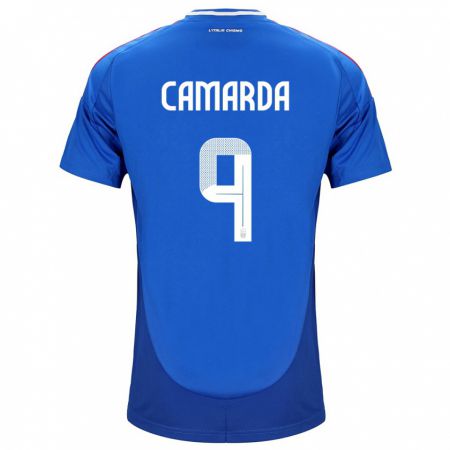 Kandiny Hombre Camiseta Italia Francesco Camarda #9 Azul 1ª Equipación 24-26 La Camisa Chile