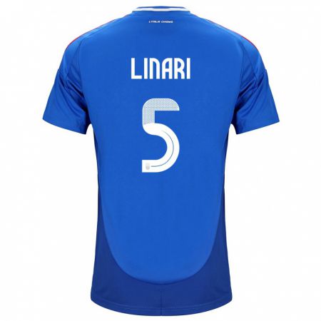 Kandiny Hombre Camiseta Italia Elena Linari #5 Azul 1ª Equipación 24-26 La Camisa Chile