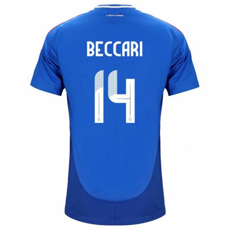 Kandiny Hombre Camiseta Italia Chiara Beccari #14 Azul 1ª Equipación 24-26 La Camisa Chile