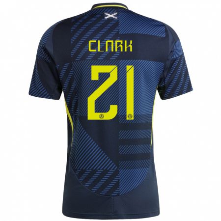 Kandiny Hombre Camiseta Escocia Zander Clark #21 Azul Oscuro 1ª Equipación 24-26 La Camisa Chile