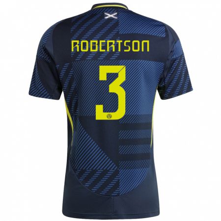 Kandiny Hombre Camiseta Escocia Andrew Robertson #3 Azul Oscuro 1ª Equipación 24-26 La Camisa Chile