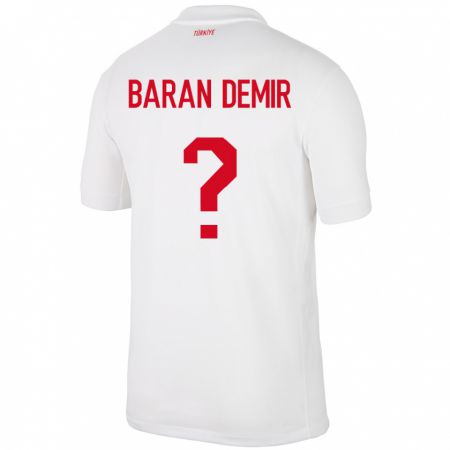 Kandiny Hombre Camiseta Turquía Tuna Baran Demir #0 Blanco 1ª Equipación 24-26 La Camisa Chile