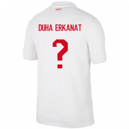 Kandiny Hombre Camiseta Turquía Ahmet Duha Erkanat #0 Blanco 1ª Equipación 24-26 La Camisa Chile