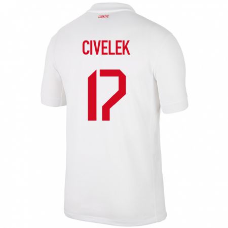 Kandiny Hombre Camiseta Turquía İlayda Civelek #17 Blanco 1ª Equipación 24-26 La Camisa Chile