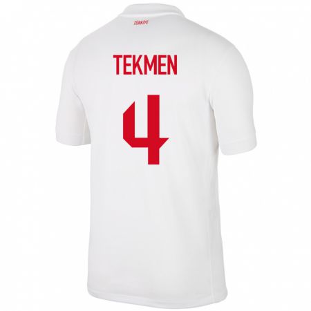 Kandiny Hombre Camiseta Turquía Ece Tekmen #4 Blanco 1ª Equipación 24-26 La Camisa Chile