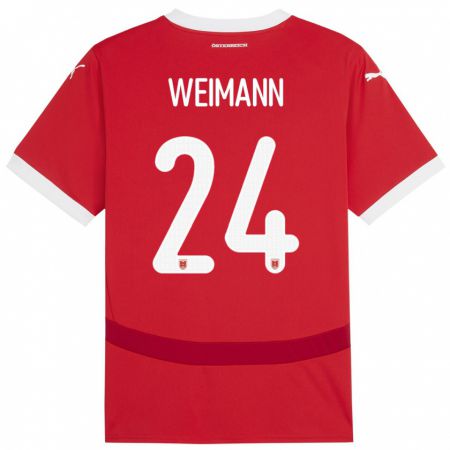 Kandiny Hombre Camiseta Austria Andreas Weimann #24 Rojo 1ª Equipación 24-26 La Camisa Chile