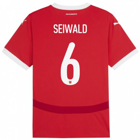 Kandiny Hombre Camiseta Austria Nicolas Seiwald #6 Rojo 1ª Equipación 24-26 La Camisa Chile