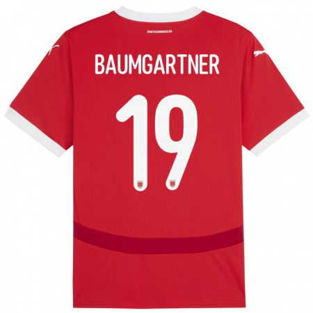 Kandiny Hombre Camiseta Austria Christoph Baumgartner #19 Rojo 1ª Equipación 24-26 La Camisa Chile