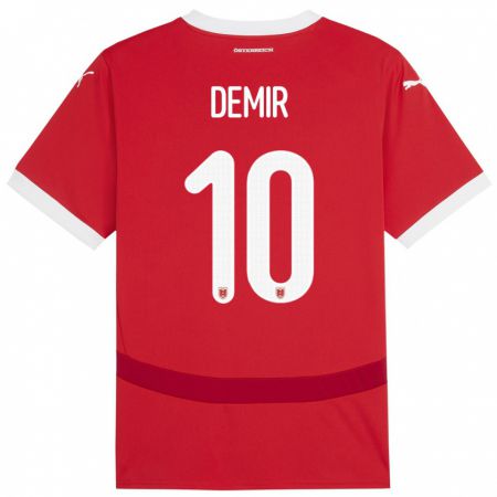 Kandiny Hombre Camiseta Austria Yusuf Demir #10 Rojo 1ª Equipación 24-26 La Camisa Chile