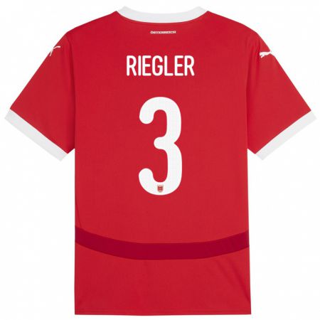 Kandiny Hombre Camiseta Austria David Riegler #3 Rojo 1ª Equipación 24-26 La Camisa Chile