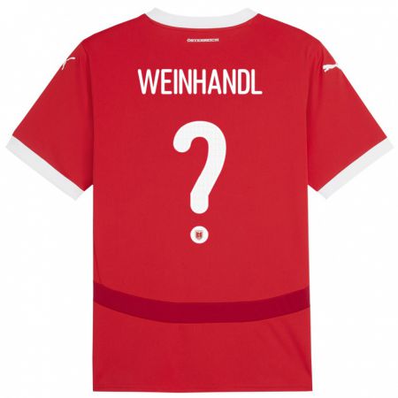 Kandiny Hombre Camiseta Austria Luca Weinhandl #0 Rojo 1ª Equipación 24-26 La Camisa Chile