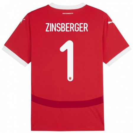 Kandiny Hombre Camiseta Austria Manuela Zinsberger #1 Rojo 1ª Equipación 24-26 La Camisa Chile