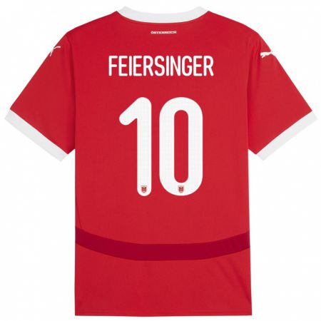 Kandiny Hombre Camiseta Austria Laura Feiersinger #10 Rojo 1ª Equipación 24-26 La Camisa Chile