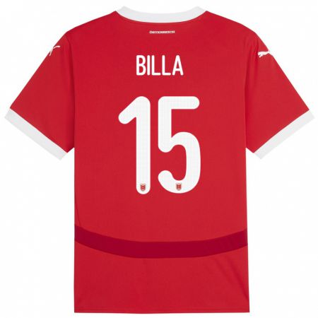 Kandiny Hombre Camiseta Austria Nicole Billa #15 Rojo 1ª Equipación 24-26 La Camisa Chile