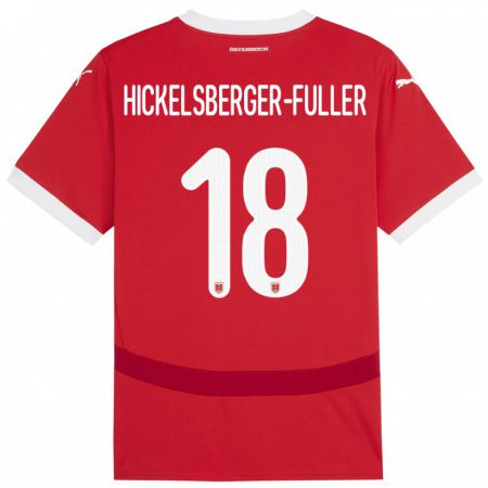 Kandiny Hombre Camiseta Austria Julia Hickelsberger-Füller #18 Rojo 1ª Equipación 24-26 La Camisa Chile