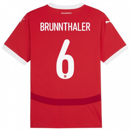 Kandiny Hombre Camiseta Austria Melanie Brunnthaler #6 Rojo 1ª Equipación 24-26 La Camisa Chile