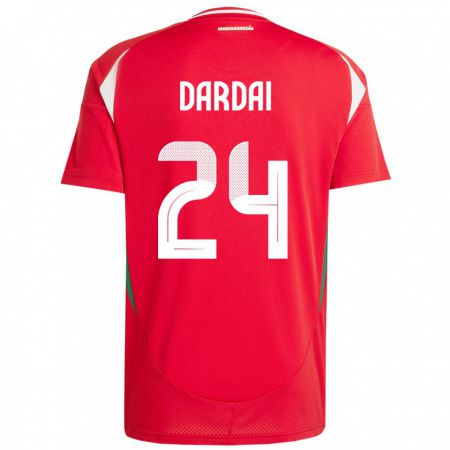 Kandiny Hombre Camiseta Hungría Márton Dárdai #24 Rojo 1ª Equipación 24-26 La Camisa Chile