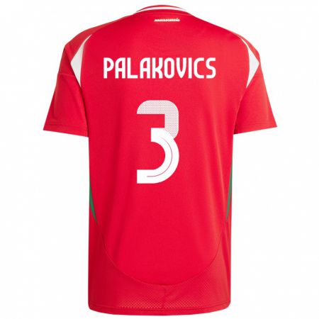 Kandiny Hombre Camiseta Hungría Laura Palakovics #3 Rojo 1ª Equipación 24-26 La Camisa Chile