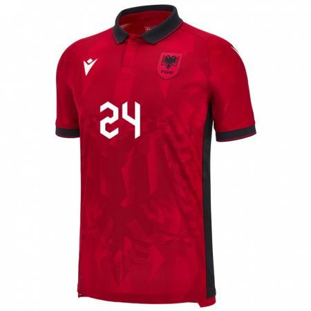 Kandiny Hombre Camiseta Albania Marash Kumbulla #24 Rojo 1ª Equipación 24-26 La Camisa Chile