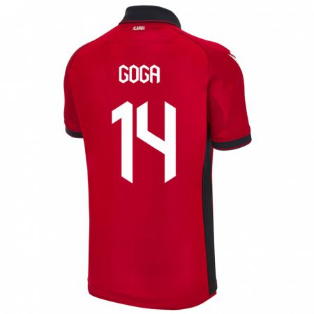 Kandiny Hombre Camiseta Albania Ergi Goga #14 Rojo 1ª Equipación 24-26 La Camisa Chile