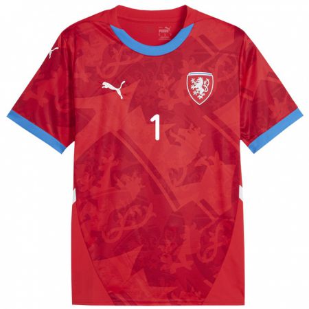 Kandiny Hombre Camiseta Chequia Marek Obdrzalek #1 Rojo 1ª Equipación 24-26 La Camisa Chile