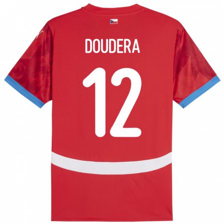 Kandiny Hombre Camiseta Chequia David Doudera #12 Rojo 1ª Equipación 24-26 La Camisa Chile