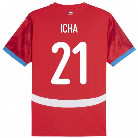 Kandiny Hombre Camiseta Chequia Marek Icha #21 Rojo 1ª Equipación 24-26 La Camisa Chile