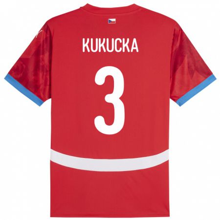 Kandiny Hombre Camiseta Chequia Ondrej Kukucka #3 Rojo 1ª Equipación 24-26 La Camisa Chile