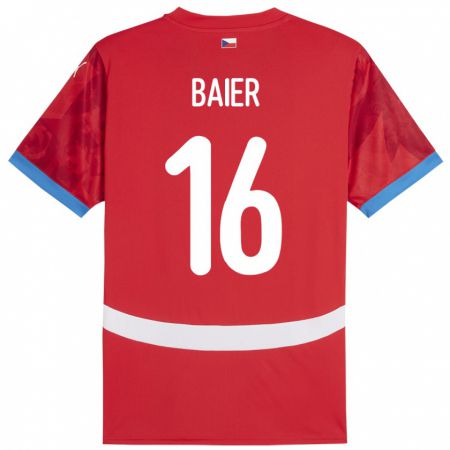 Kandiny Hombre Camiseta Chequia Viktor Baier #16 Rojo 1ª Equipación 24-26 La Camisa Chile