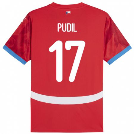 Kandiny Hombre Camiseta Chequia Milos Pudil #17 Rojo 1ª Equipación 24-26 La Camisa Chile